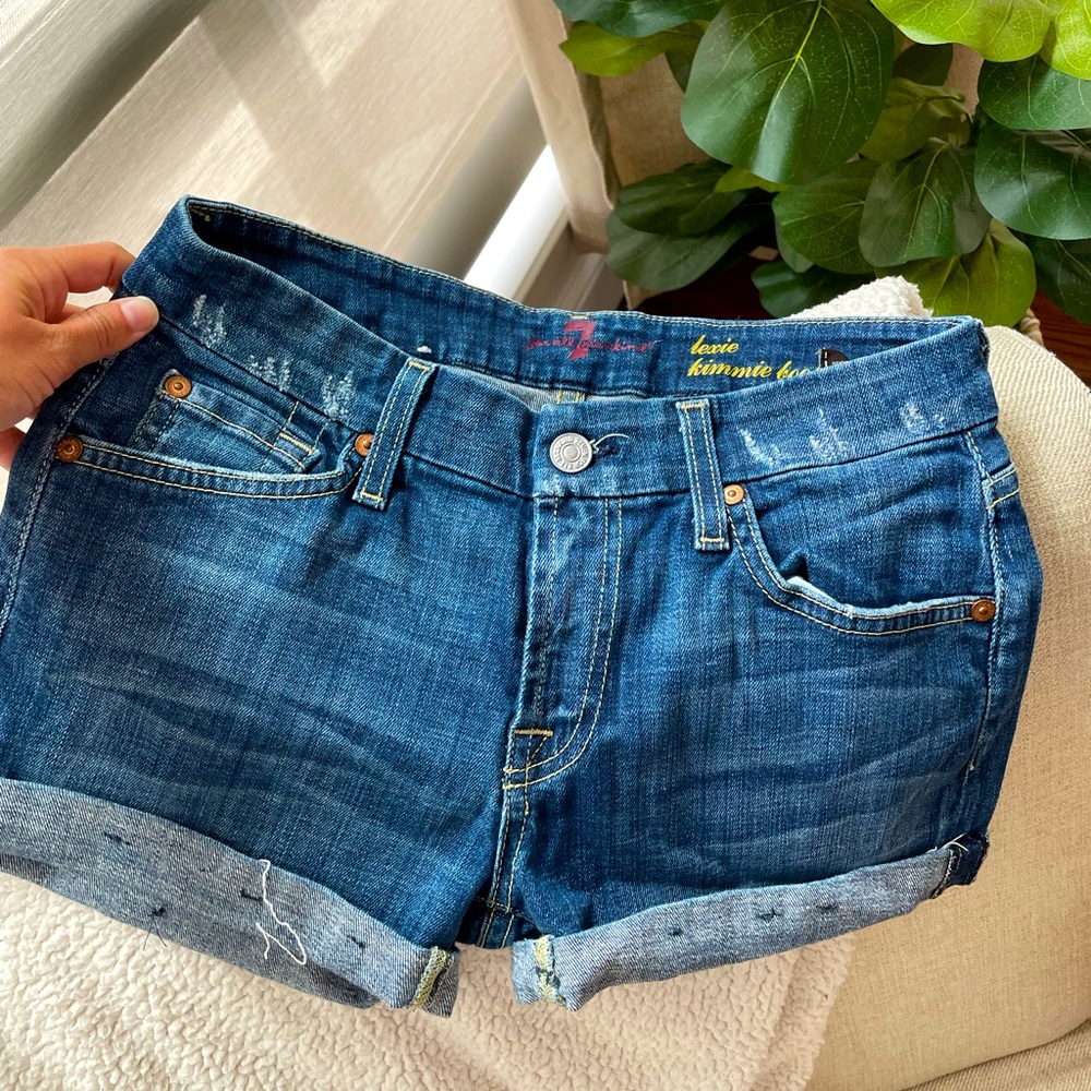 7 for all mankind jean cuffed shorts